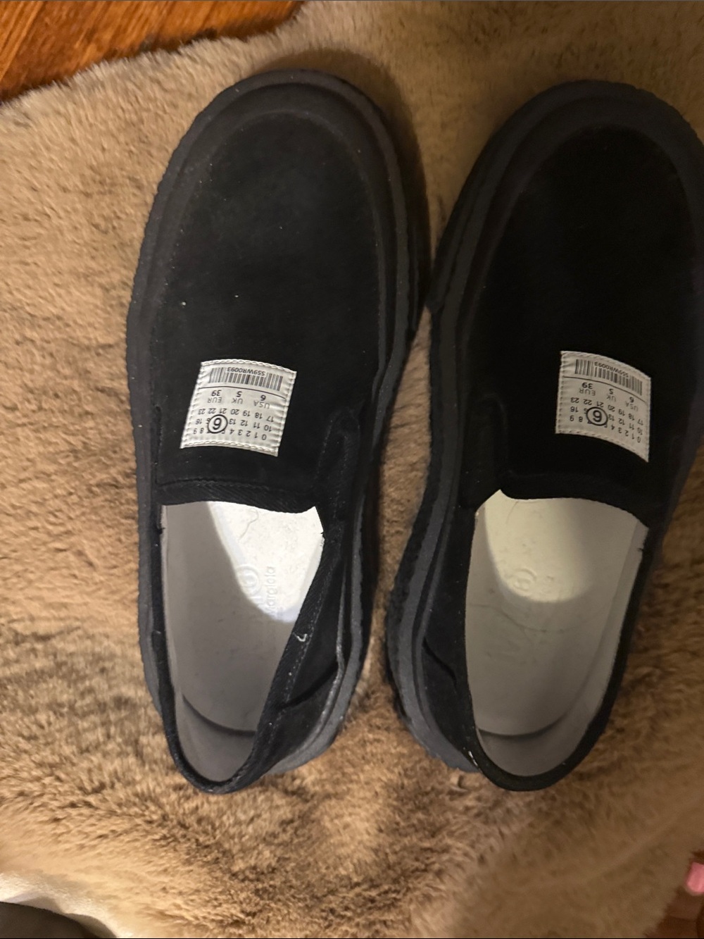 Maison Martin Margiela Black Suede Slip-On Loafers